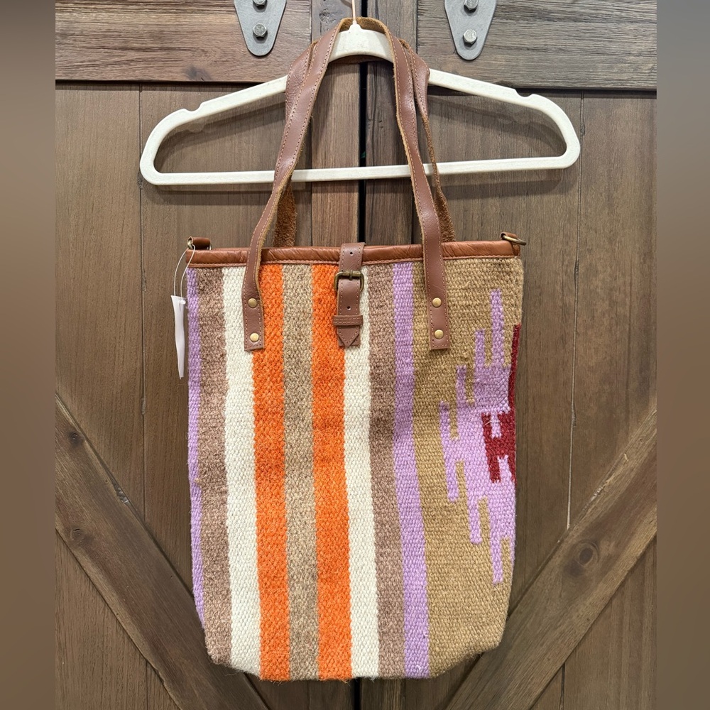 NWT RAJ- Anthropologie Southwest Wool Tote Bag – Leather‎ Trim